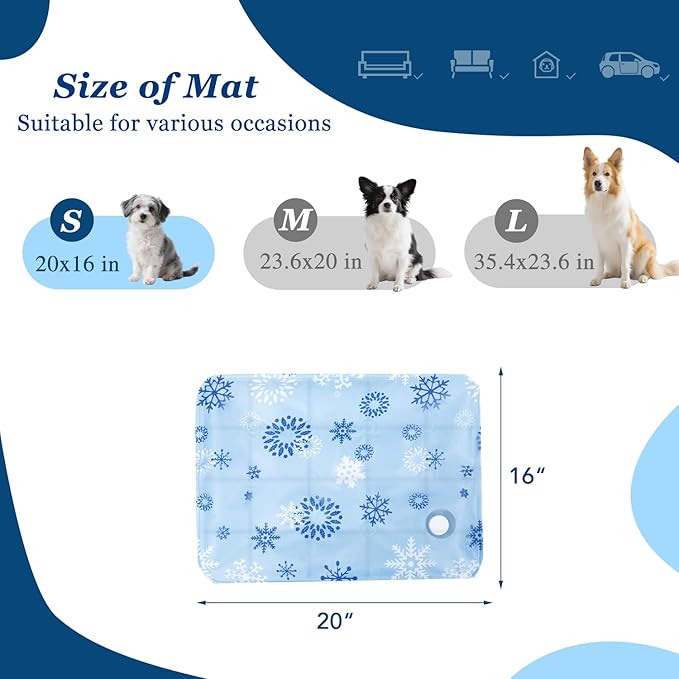 Cooling Mat for Dogs - 2025 Upgraded 20"x16" Washable Pet Cooling Pad for Cats, Non-Slip Kennel Bed for Summer, Portable Ice Mat for Dogs/Cats