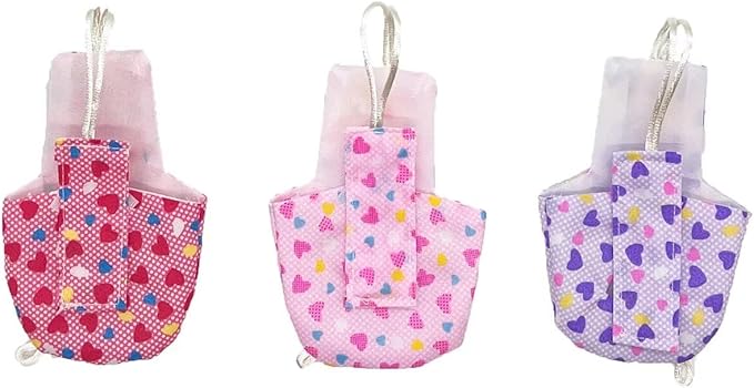 Bird Diapers Red Heart Pattern Washable Reusable Parrots Nappy for Budgie Parakeet Cockatiel 3 PCS