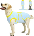 Recovery Suit for Dogs Cats After Surgery, E-Collar & Cone Alternative Surgical Suit, Prevent Licking Dog Onesies Pet Surgery Recovery Suit Soft Dog Bodysuit, Blue Yellow, XL