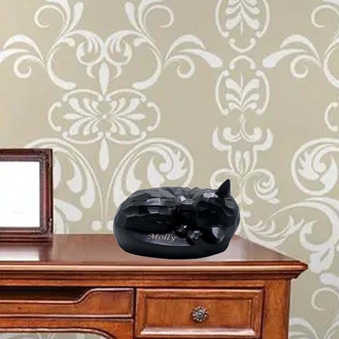 Personalized Pet Urns for Cat Ashes, Resin Pet Cat Memorial Cremation Urns, Cat Memorial Gift, Engraved with Name
