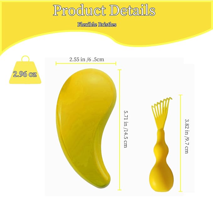 Comma-Shaped Small Dog Brush and Cleaning Comb, Fit for Yorkie, Shih Tzu, Maltese Maltipoo Pomeranian - Gentle Soft Bristles for Effortless Pet Hair Removal, Puppy Essentials (Yellow)
