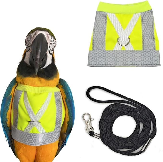 Bird Diaper Harness Flight Suit Clothes, Parrot Flight Suit with Leash Reusable Bird Flying Clothes for Parrots Cockatiel Pet Birds