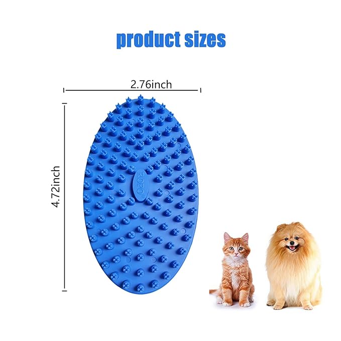 ROPO Double Sided Dog Bath Brush, Pet Grooming Tool with Long and Plum Blossom Teeth, Deep Cleaning and Massage (Blue)