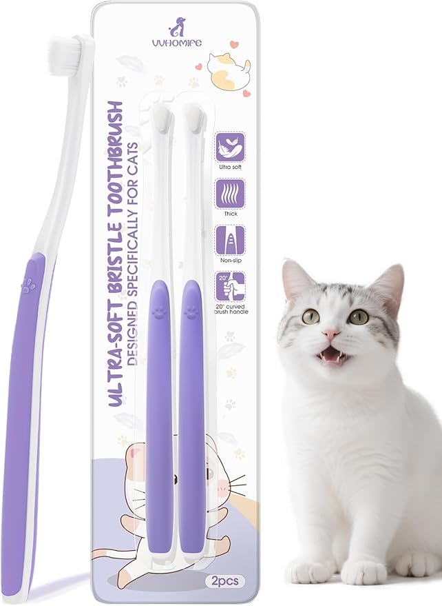 Cat Toothbrush for Daily Teeth Cleaning & Oral Care – Soft Bristle Dental Brush with Compact Head, Gentle for Cats & Kittens, Easy Daily Brushing Tool, Loved by Vets and Fur Babies 2pcs