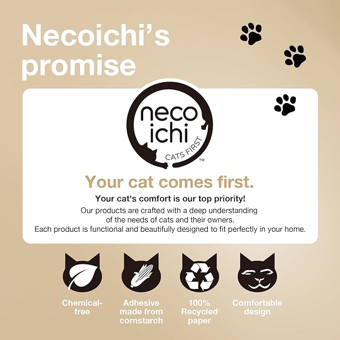 Necoichi Cat Scratcher Bowl for Indoor Cats - Cat Scratching Lounger with Reversible Usability and Extra Comfort for Lounge, Cardboard Bed Couch / (Regular, Oak)