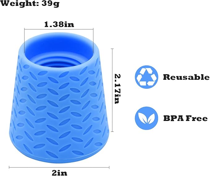 Silicone Dogs Shower Sprayer Head Attachment - Pet Shower Cap Sprinkler | Portable Outdoor Shower Heads for Camping, Hiking, Beach - Fits Most Plastic Mineral Water Bottle, 1 Pack Blue