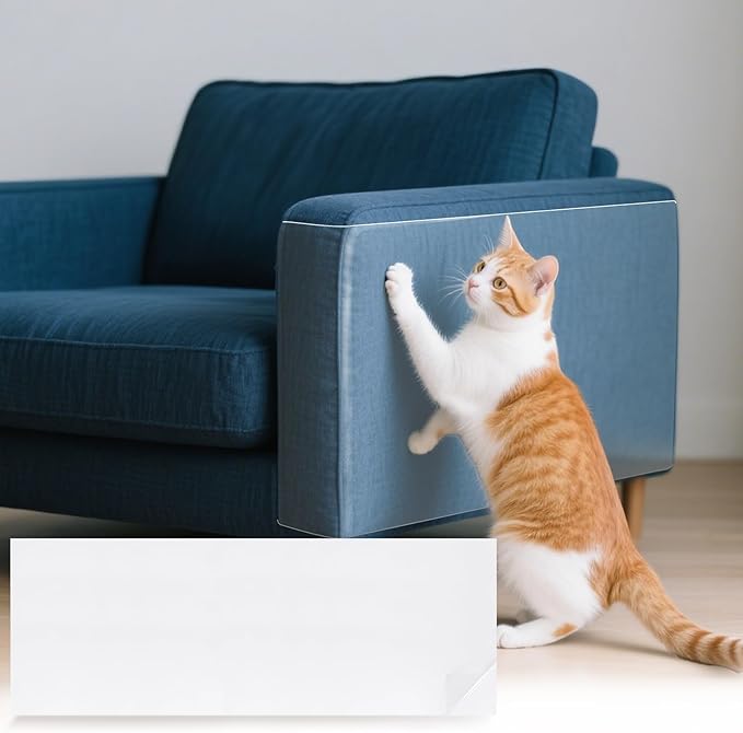 uxcell Anti Scratch Furniture Protector, 2 Sheets 43" x 16" Single-Sided Sticky Couch Protector from Cat Claws, Clear Protectors from Cats Scratching for Sofa Corners, Walls, Doors