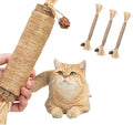 Interactive Cat Catnip Chew Toys, Natural Silvervine Teething Sticks, Jute Rope Wrapped Dental Care with Raffia Tassels (1 Thick& 3 Tiny)