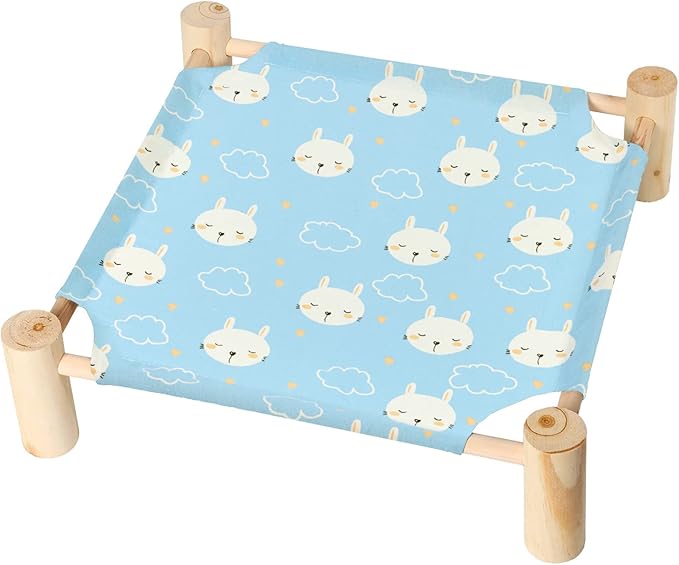 Patas Lague Cat and Dog Hammock Bed for Small Dogs, Brethable Wooden Cat Pet Rabbit Elevated Cooling Outdoor Bed Cots Furniture for All Seasons Rabbits