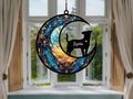 NAZENTI Personalized Dog Suncatcher Memorial Ornament, Dog on Moon for Suncatcher Gifts, Memorial Gift Loss of Dog, Gifts for Dog Lovers Loss of Dog, Memory Remember Dog, Sympathy Dog Window A06