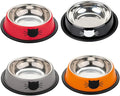 4 Pack Printed Stainless Steel Cat Bowls – 8.1 fl oz Anti-Skid Food & Water Cat Feeding Bowls|Cat Dish for Food and Water Bowl|Cat Feeding Bowl for Kitten (Grey, Red, Orange & Black)