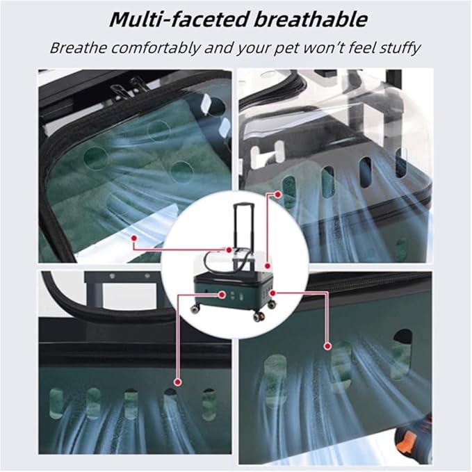 Hard Shell Cat Carrier with Wheels, Rolling Pet Travel Stroller for Cats, for Traveling, Taking A Walk, Applicable Weighing Up to 22lbs(Black)