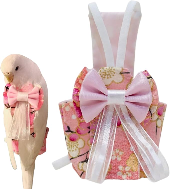 Bird Diaper Cockatiel Clothes Flight Suite, Reusable Parrot Nappy with Waterproof Inner Layer, Cute Pigeon Pants Urine Wet Suit Costume for Conure Macaw (Pink,L)