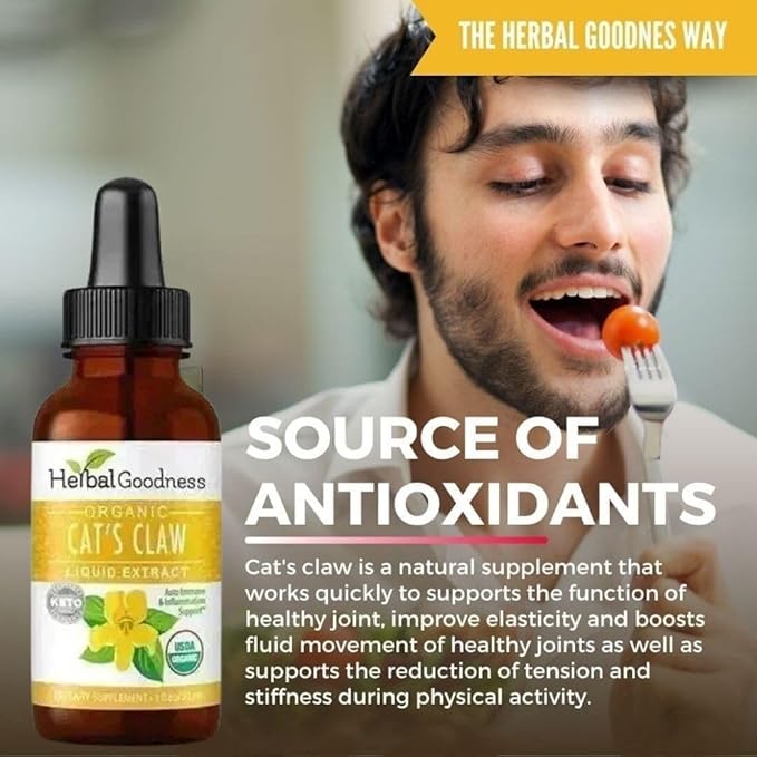 Cat's Claw Extract Joint Support - Herbal Supplement for Joint and Muscle Function, Immunity, Heart Support - Gluten Free - Superior Absorption - Organic Liquid 1oz - Herbal Goodness (1 bttl)
