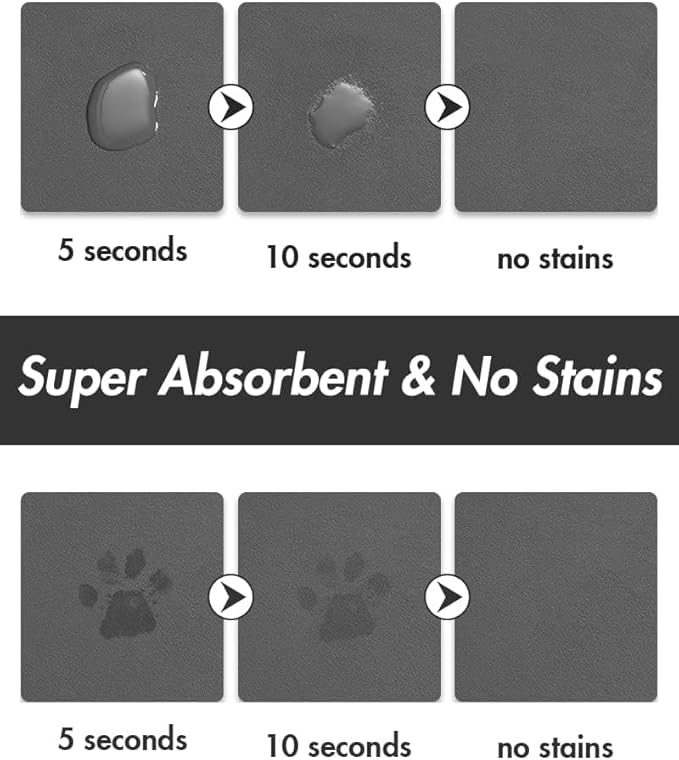 Absorbent Dog Food Mat-Dog Cat Mat for Food and Water Bowl, Quick Dry Pet Food Mat, No Stains Pet Feeding mat, Cat Accessories Pet Supplies-Water Bowl Mat for Messy Drinkers