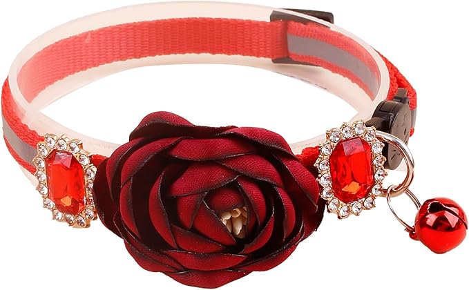 2 Pack Cat Collar Pink Floral with Bell and Removable Flower Bowtie Breakaway Adjustable Cat Collar for Girl Kitten Puppy Small Cats Dogs Daily Decoration (XQ9-4) (XQ9-1)