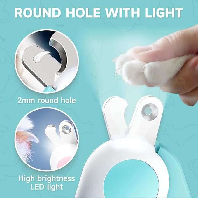Pet Nail Clippers,2026 New Cat Nail Clipper with LED Light,Professional Claw Trimmer,Easy and Pain-Free Grooming Tool for Tiny Kitten Bunny Rabbit Bird Guinea Pigs Ferret Hamsters (A-Pink/2pcs)