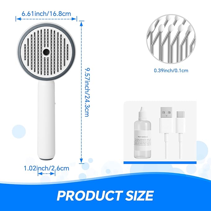 3-in-1 Pet Steam Brush for Dogs and Cats, Shedding & Grooming Comb for Long and Short Hair, Hair Removal with Spray and One-Click Release