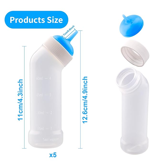 Pet Nursing Bottle for Newborn Animals,Kitten Bottle Feeding Kit Silicone Nipple for Kittens Puppys Rabbits Squirrel (Blue, Medium)