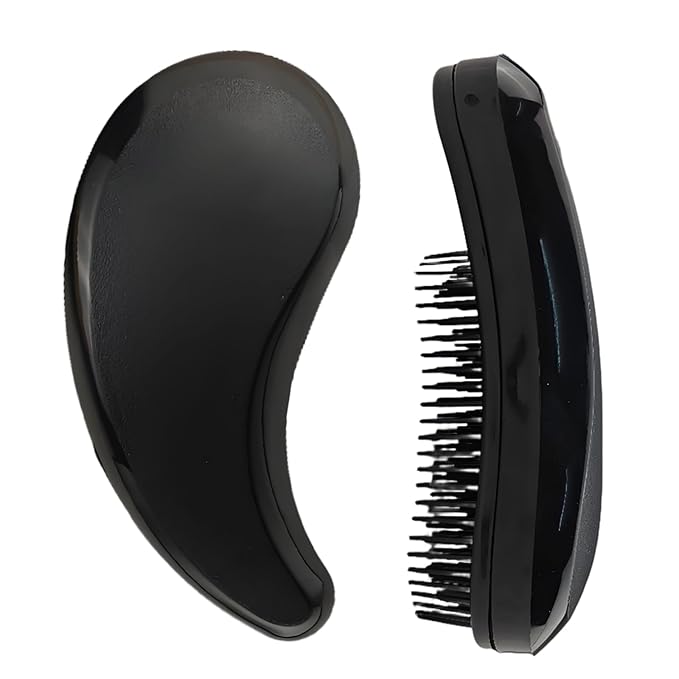 Comma-Shaped Small Dog Brush, Fit for Yorkie, Shih Tzu, Maltese Maltipoo Pomeranian - Gentle Soft Bristles for Effortless Pet Hair Removal, Puppy Essentials (Black)
