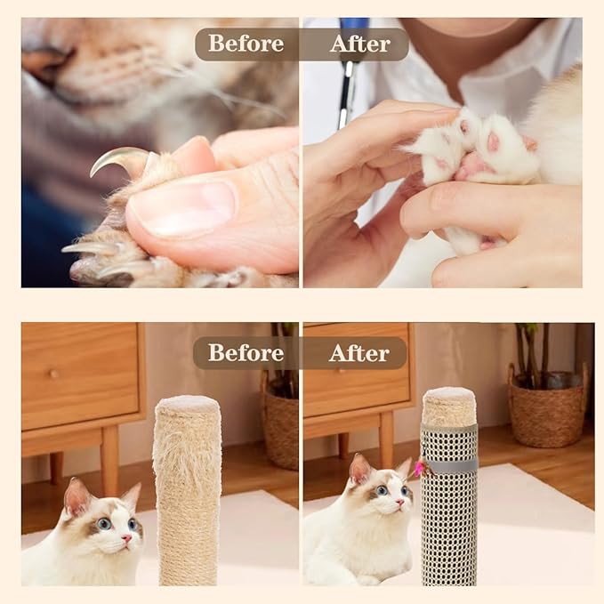 Cat Nail File Scratcher- Cat Scratch Pad with 80-Grit Aluminum Oxide, Wrap-Around Design for Cat Trees and Posts, Scratch Mat is Ideal for Trimming Cat Nails (14.64"x11.14")