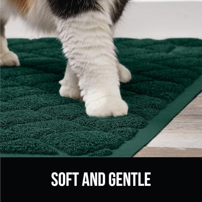GORILLA GRIP Cat Litter Box Mat, Water Resistant, US Designed Kitty Litter Trapping Mats, Easy to Clean, Scatter Control, Less Mess and Clean Floors, Kitten Supplies for Indoor Cats 24x17 Hunter Green