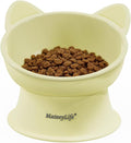 MateeyLife Raised Cat Bowls, Cat Food Bowl Elevated for Kittens & Small Dogs, 15°Tilted Protect Pets' Neck and Anti Vomiting, Whisker Friendly Food & Water Feeding Bowl, 6 oz Each - Yellow
