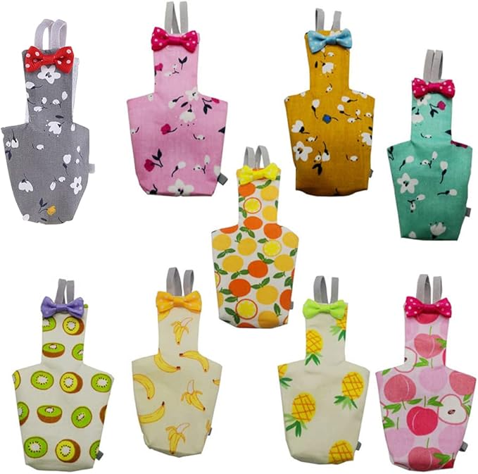 Parrot Diaper with Bowtie Cute Colorful Fruit Floral Cockatiel Pigeons Small Large Pet Birds Flight Suit Clothes Bird Toys Parrot Toys for Large Birds Parrot Cage Bird Cage Accessories Parrot