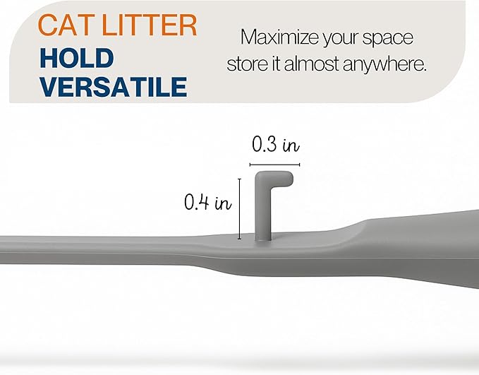 Small cat Litter Scooper with Holder: Perfect for Small Spaces. cat Litter Scooper with Holder: Easy to Store Anywhere. cat Scooper for Litter Box - Pellet Litter Scoop (Dark Grey)
