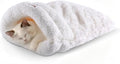 Cat Sleeping Bag 4 in 1 Cute Self Warming Cat Bed Cave with Plush Portable Snuggle Sack/Hideway for Indoor Cats & Small Pets White 21×17 Inch