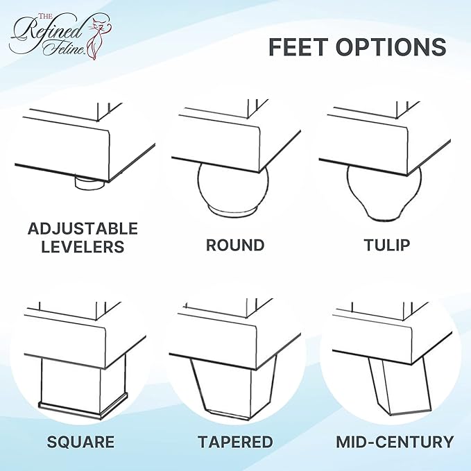 THE REFINED FELINE Cat Litter Box Enclosure Cabinet, Modern, White, Tulip Feet, Large, Hidden Litter Cat Furniture with Drawer