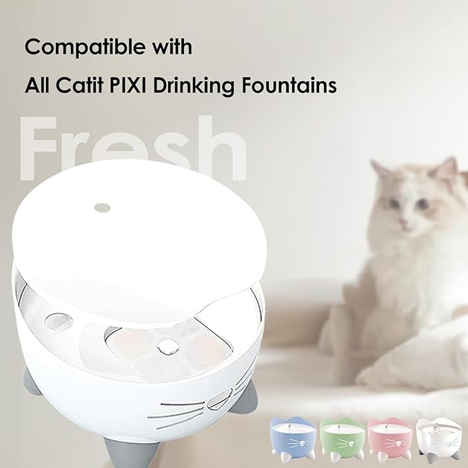 16-Pack Cat Water Fountain Filter Compatible With Catit Pixi Water Fountain Filter Replacement Triple Action Water Filter, 4 Pump Tubes 1 Hard Brush