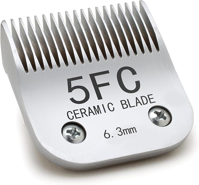 Docal 5FC Silver Detachable Clipper Ceramic Blades, Dog Grooming Clipper Replacement Blades Compatible with Dog Clippers, KM Series Clippers, Size-5FC, 1/4-Inch Cut Length (6.3mm)