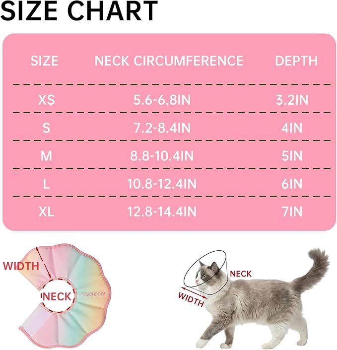Touchdog Soft Cat Cone Collar, Waterproof Recovery Collar for Cats After Surgery, Lightweight Elizabethan Collar for Kittens, Small to Large