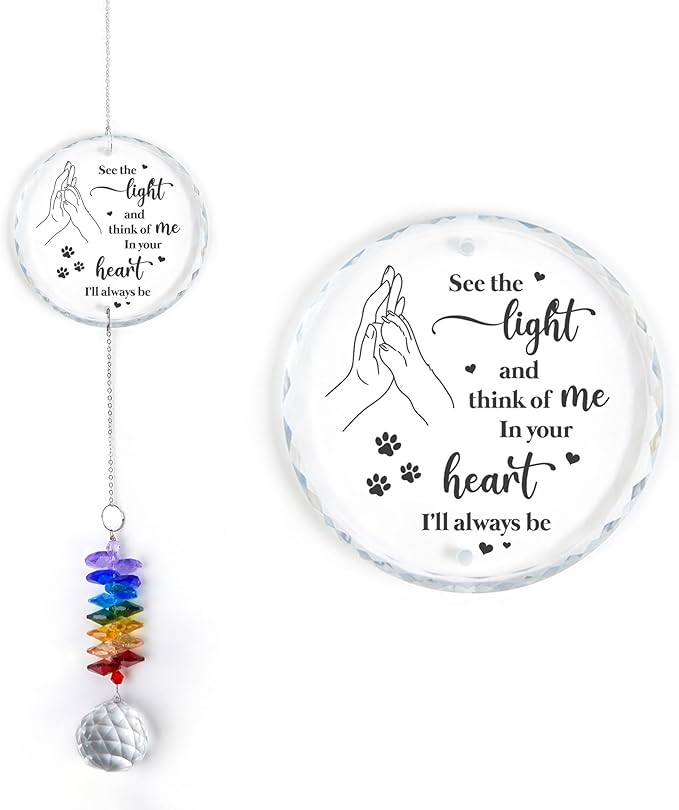 Pet Memorial Suncatcher - Mother's Day Birthday Gifts - Memorial Gifts for Loss of Dog - Bereavement Gifts - Pet Loss Sympathy Gift - Thoughtful Dogs and Cats Remembrance - Pet Sympathy