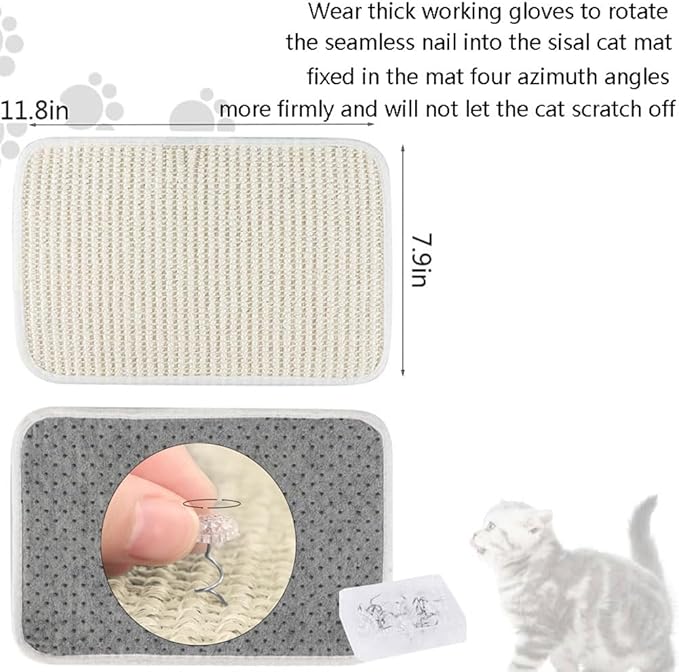 Cat Scratching Pad Natural Sisal Sofa Corner Furniture Protector Scratcher Mats Protecting Carpets and Sofas Couch Corner Furniture Anti-Slip Sisal Cat Repellent Mat for Sofa Bed Desk Legs