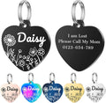 Personalized Dog Tags, Stainless Steel Pet Tags Personalized Cat, Collar Charm Engraved on Both Sides, up to 4 Lines of Custom Text, Multiple Patterns Colors Size Options (Daisy, Small)