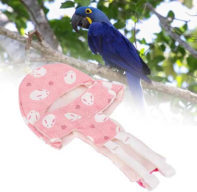 HEEPDD Pet Bird Cute Diaper, Bird Diaper for Parrots, Pigeons, and Other Birds - Convenient for Indoor and Outdoor Use Pet Cute, Soft Cotton Reusable Nan Supplies (L Pink)