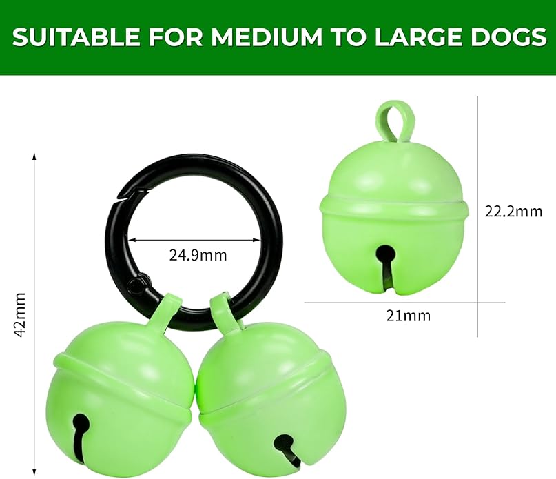 Bells for Dog Collar, Glow Bell for Medium to Large Dogs, Easy Clip Clasp, Extra Loud Pet Tracker & Save Wildlife, Durable Copper Bells (Small-medium breed)