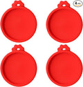 PINE & LINEN 4 Pcs 2.5inch Durable Pet Can Lids, Silicone Small Pet Can Covers Waterproof Cat Food Cans Lids for 3 oz Cat Food Cans（Red）