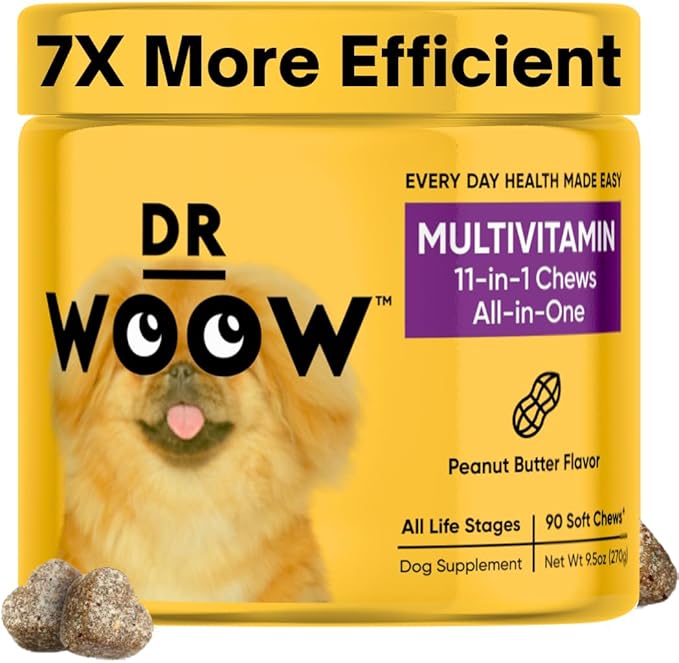 Multivitamin Supplements for Dogs Soft Chews (90 CT) – 11-in-1 Daily Wellness + Immune & Gut Support – Glucosamine + Probiotics – Made in USA