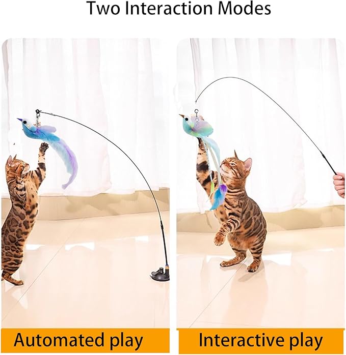 Cat Toys Interactive Hands-Free 8 Pack Cat Toys for Indoor Cats Toy Wand Natural Bird Feather,Hanging Door Lure Kitten Toy, Suction Cup Pet Indoor Dancing Playing Toys, Suction Cup Pet Playing