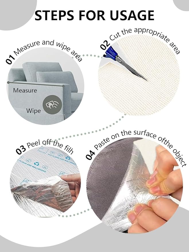 Anti Cat Scratch Couch Furniture Protector, Adhesive Cat Scratch Pad Deterrent for Furniture, DIY Climbing Cat Scratcher Couch Protector from Cat Claws Scratching for Indoor (offwhite,78.7x15.8In)