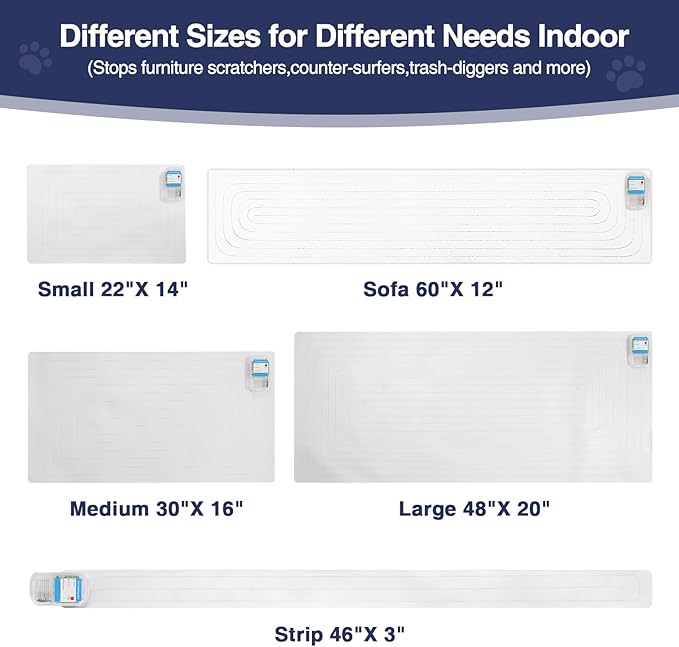 PAPARELA Scat Shock Mat for Dogs and Cats Indoor, Pet Shock Mats for Training Pets, Electric Repellent Mat Keeps Dogs and Cats Off Counter, Couch and Sofa, 3 Training Modes (One Piece 60"x 12")
