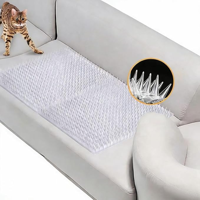 10 Packs Scat Mat for Cats, 13X16 inches Pet Deterrent Spikes, Indoor Outdoor Humane Cat Repellent Fence (Transparent)