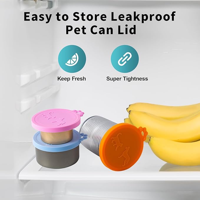 6Pack Pet Food Can Cover Lids with Stainless Steel Spoon for Cat Dog Canned Food Universal 1 Fits 3 Size Cat Can Covers Lids