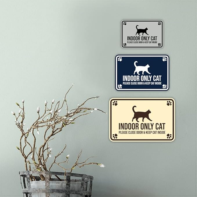 Indoor-Only Cat Sign, Classic Framed Paws by Motto Lita