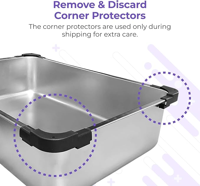 iPrimio Ultimate Stainless Steel XL Cat Litter Box - XL Litter Box for Big Cats - Large - Never Absorbs Odor, Stains, or Rusts - Easy Cleaning Litterbox Designed by Cat Owners (1 Pan)