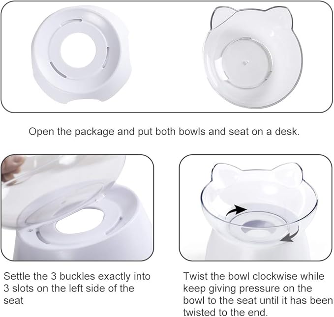 MILIFUN Anti Spill Tilted Cat Food Bowls, Whisker Fatigue Elevated Bowls Set for Cat and Puppy, Pet Bowl Holds About 1 Cup of Pet Food
