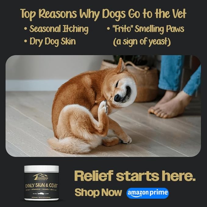 K9-Innovations - Daily Skin & Coat Dog Chews Salmon Flavor - Reduce Itching & Paw Chewing, Omega 3 & VIT C for Skin Health - 1-4 Month Supply (120qty)